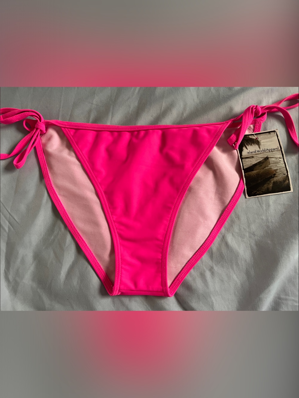 Neon Pink Tie-Side Bikini Bottom - Brand Unspecified